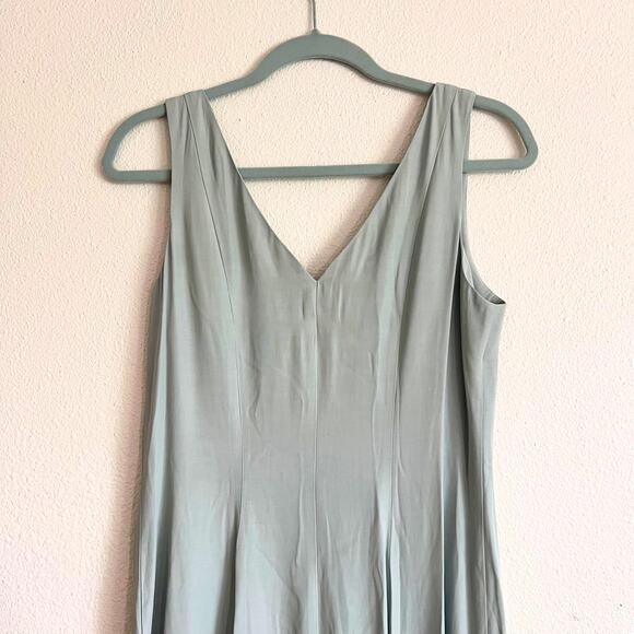 Vintage 90s Sage Green Maxi Dress Y2K Minimalist Cottagecore Grunge Size 8 - Picture 6 of 9